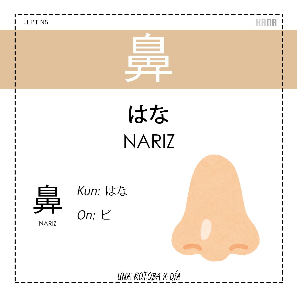 👃 -- 🇯🇵 鼻 / はな / Hana 🇪🇸 Nariz 🇬🇧 Nose... - Una Kotoba x Día | Facebook