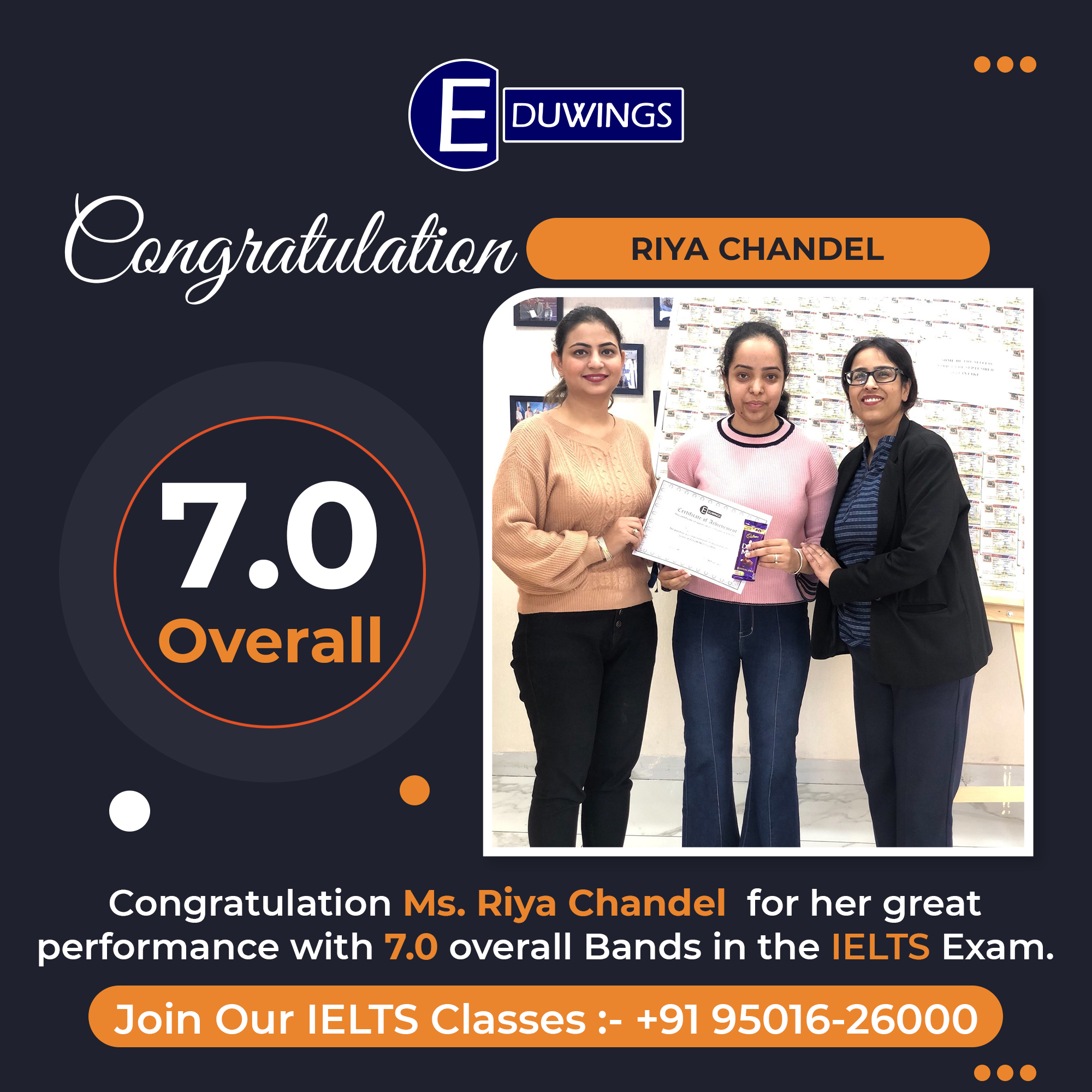 Eduwings Global - Congratulations to Ms. Riya Chandel for...