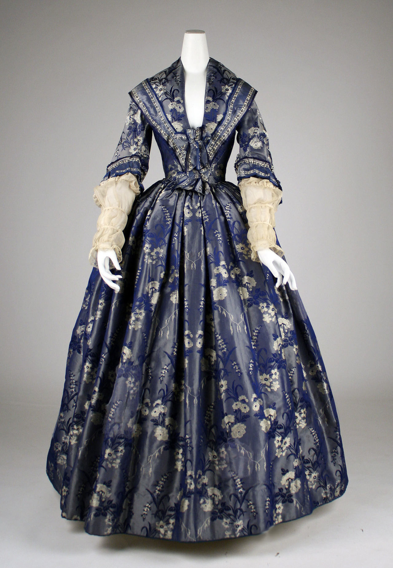 1800's casual dresses Early 19th century aqua silk gown with embroidered netting current-girls-boho-romantic Women Summer Sleeveless Formal 19th century Color:ZEBRA