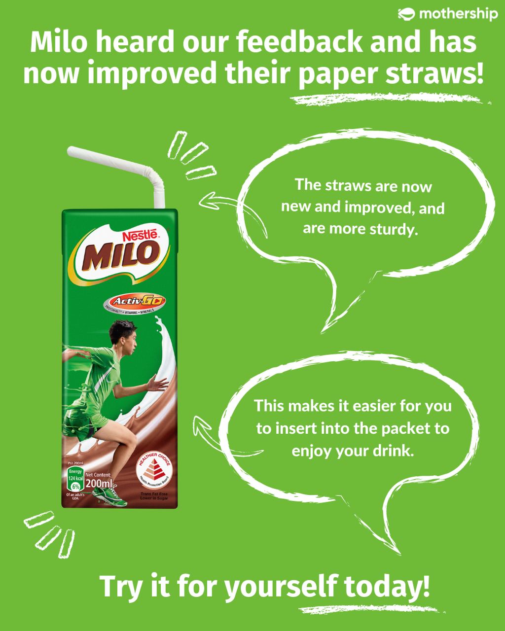 Mothership - MILO has heard our feedback. Try the improved paper straws ...