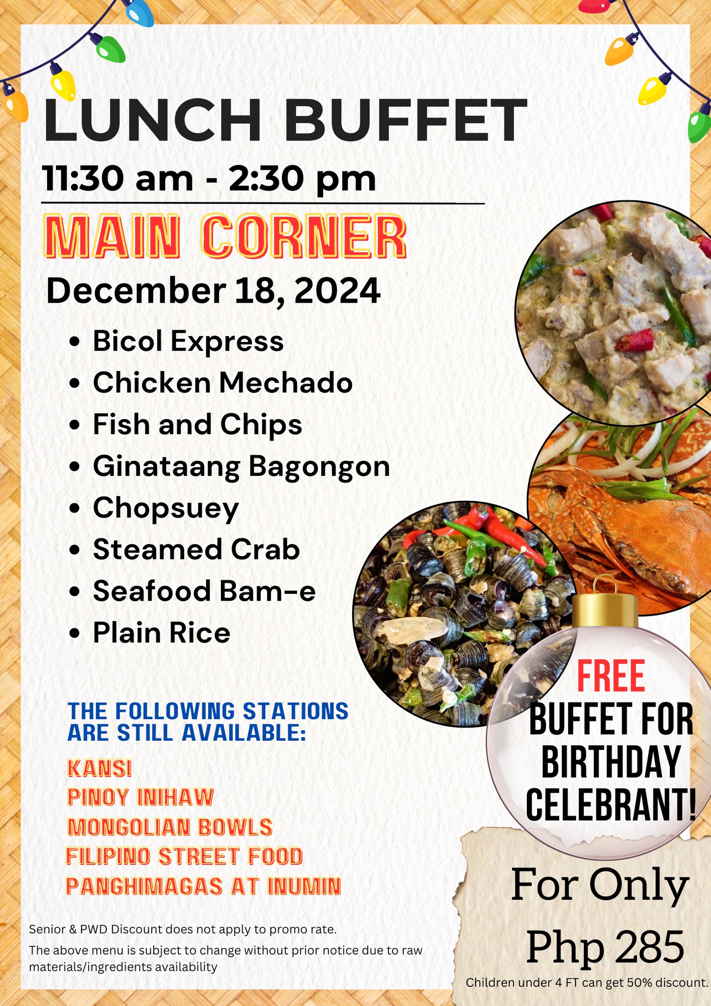 Cianos - Here's our menu (December 18, 2024) Bicol Express Chicken ...