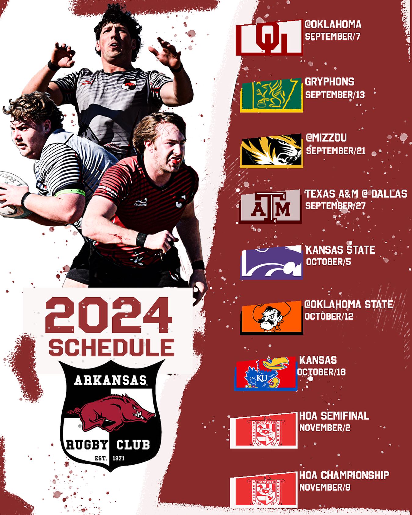 Here’s a look at the Fall 2024... - Arkansas Men's Rugby | Facebook