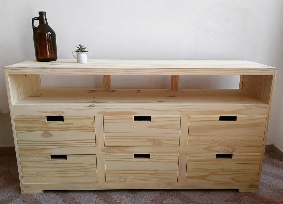 Gibraltar, madera viva - Rack TV + 6 🌈👌👌 Con 6 cajones de 30 cm X 35 cm ...