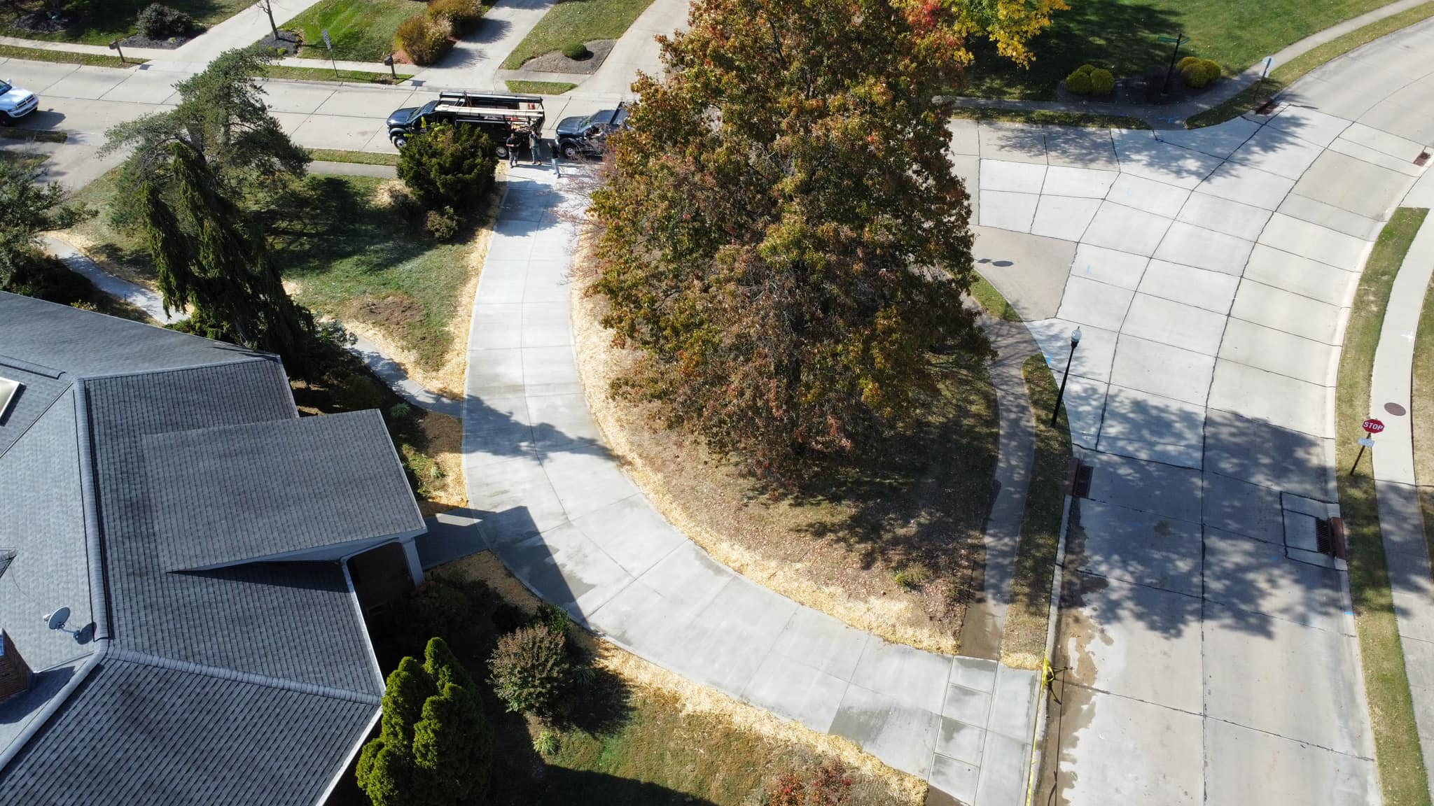 New walk and driveway in. Drone... - Walz &amp; Sons Masonry LLC | Facebook