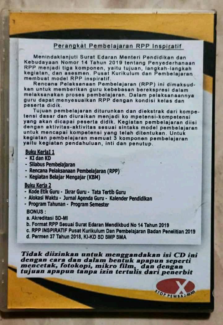 Cd Rpp Versi 1 Lembar Sd Smp Sma Smk Produktif Ready | Tasikmalaya