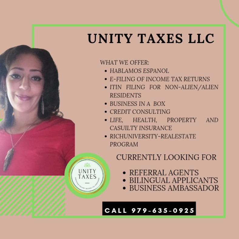 Unity Taxes w/One Stop Taxes | Houston TX