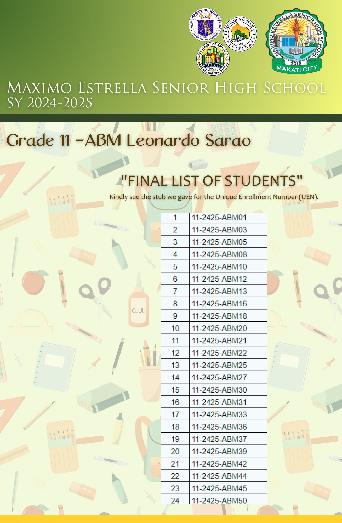 Grade 11 students... - Maximo Estrella Senior High School