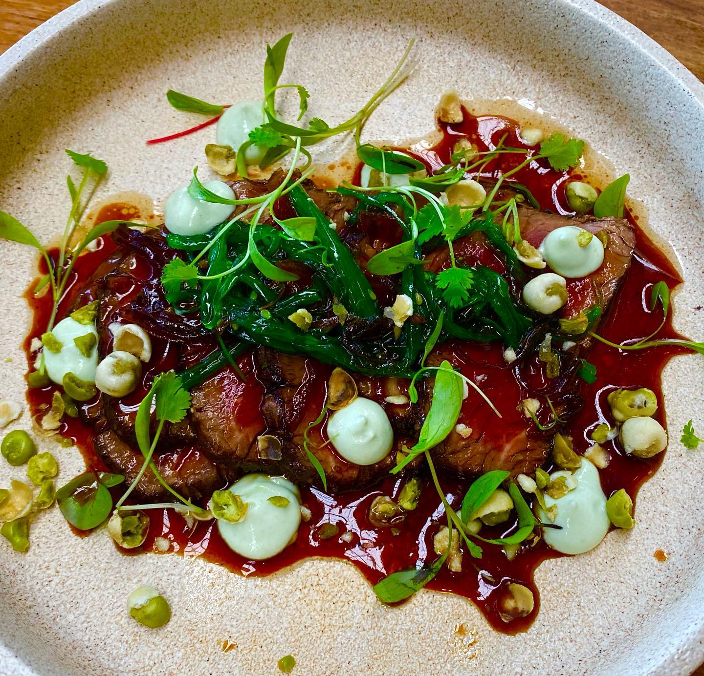 Madam Fu - . On the Land: Smoked Beef Tataki, Wasabi mayo,...