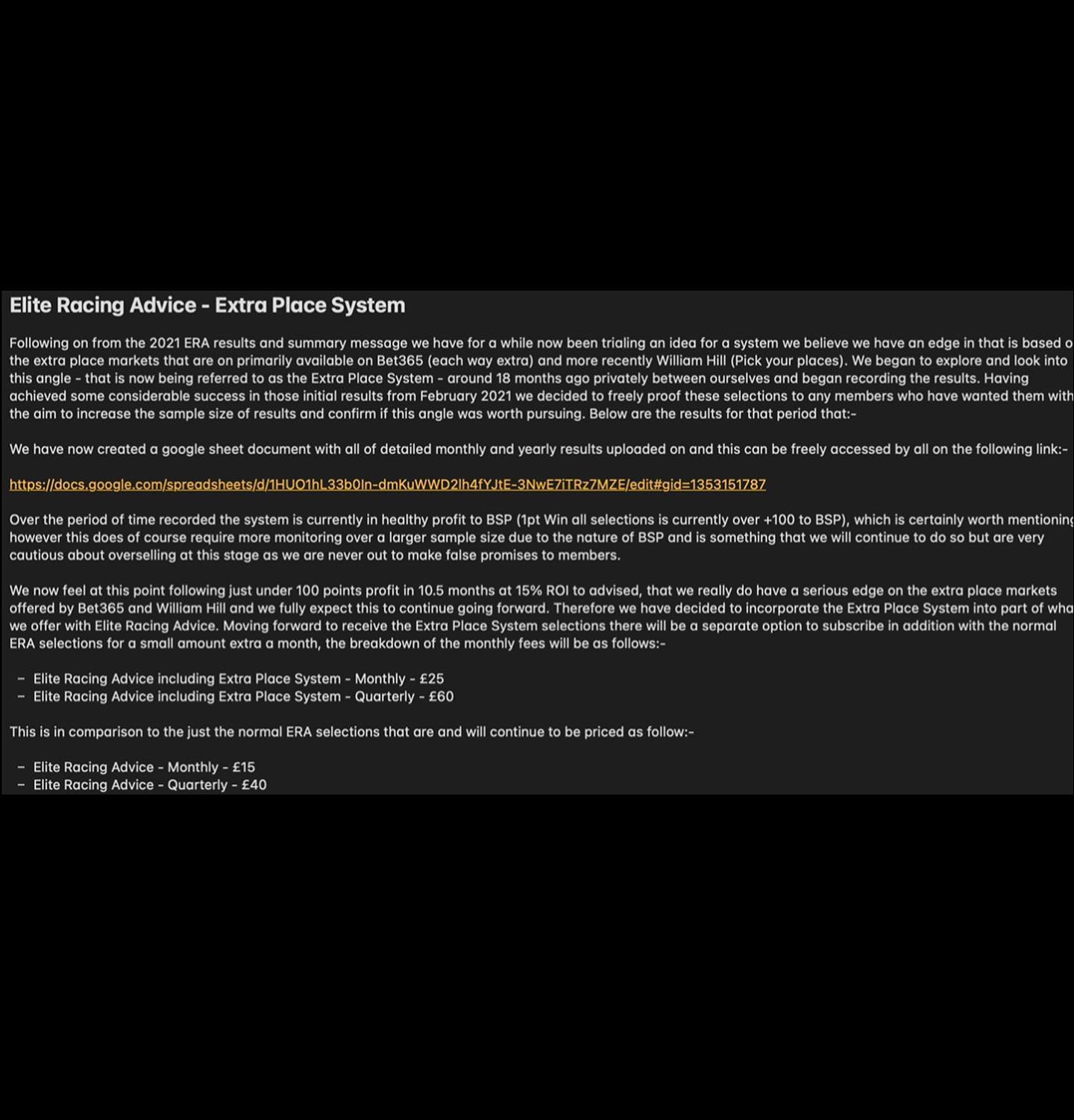 Elite Racing Advice