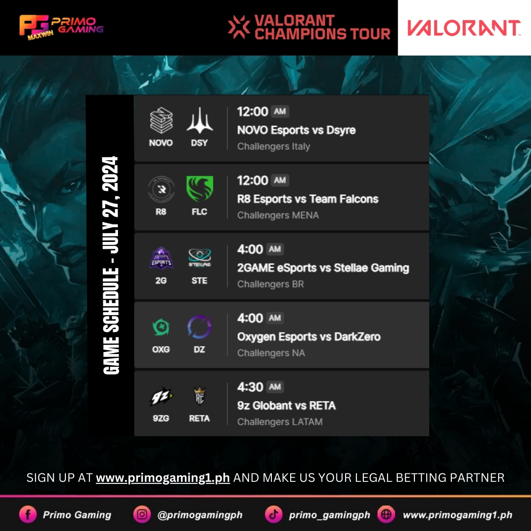 Primo Gaming - 🎮🔥 Valorant Champions Tour - Game Schedule...