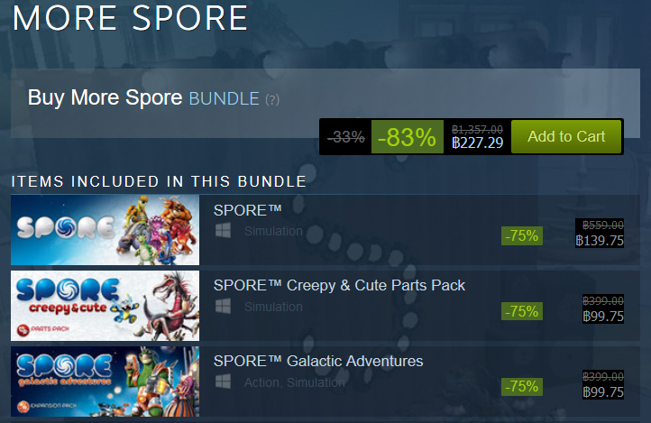 More Spore BUNDLE กำลังลดราคา 83%... - เกมถูกบอกด้วย v.2 | Facebook