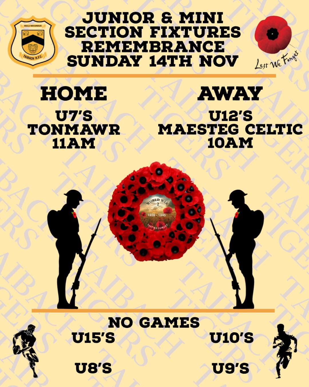 Taibach RFC - Junior & Mini rugby fixtures for Remembrance... | Facebook