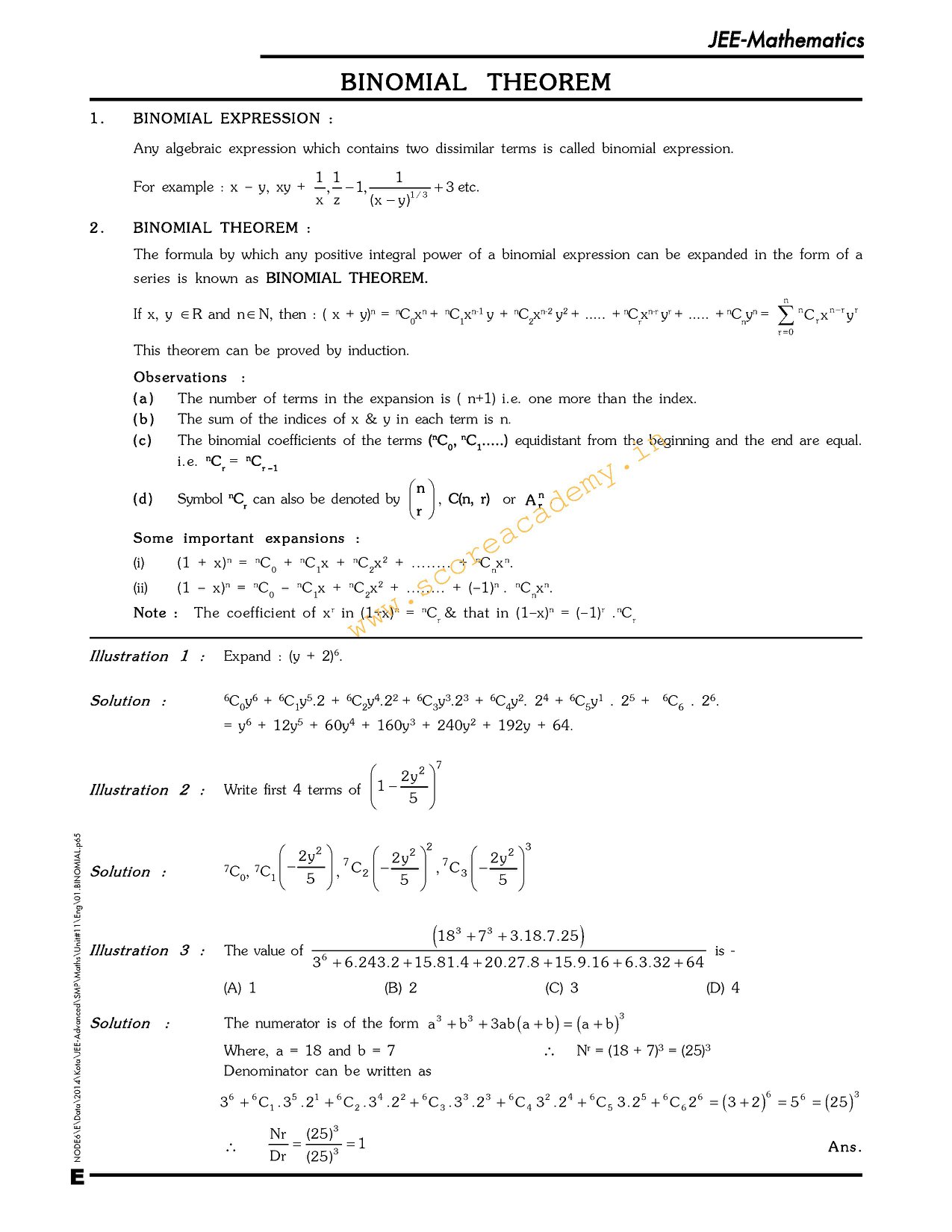 Score Academy - Binomial Theorem Notes with examples well... | Facebook