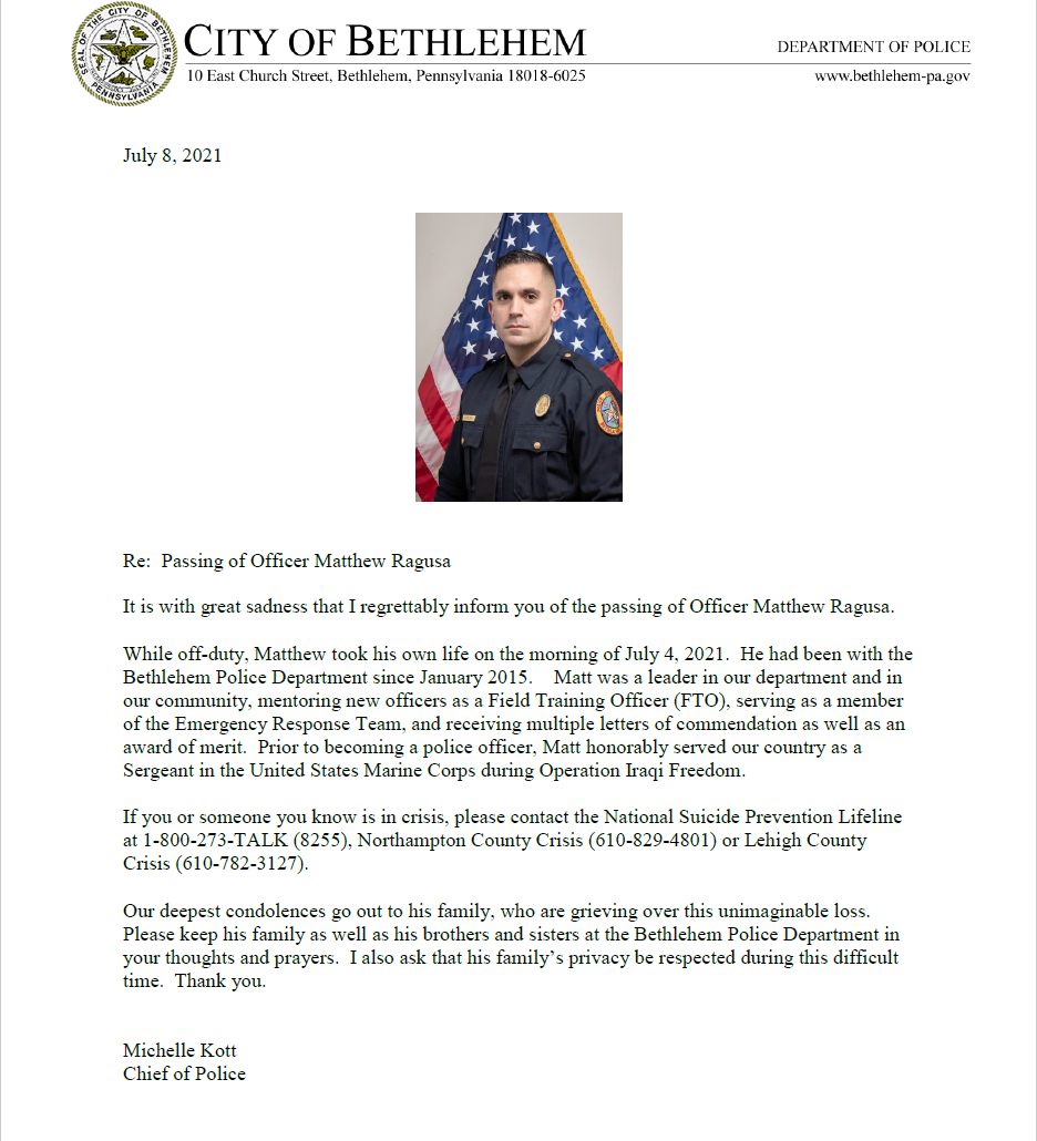 Bethlehem Police Department, Bethlehem, PA - It is with the blessing of ...