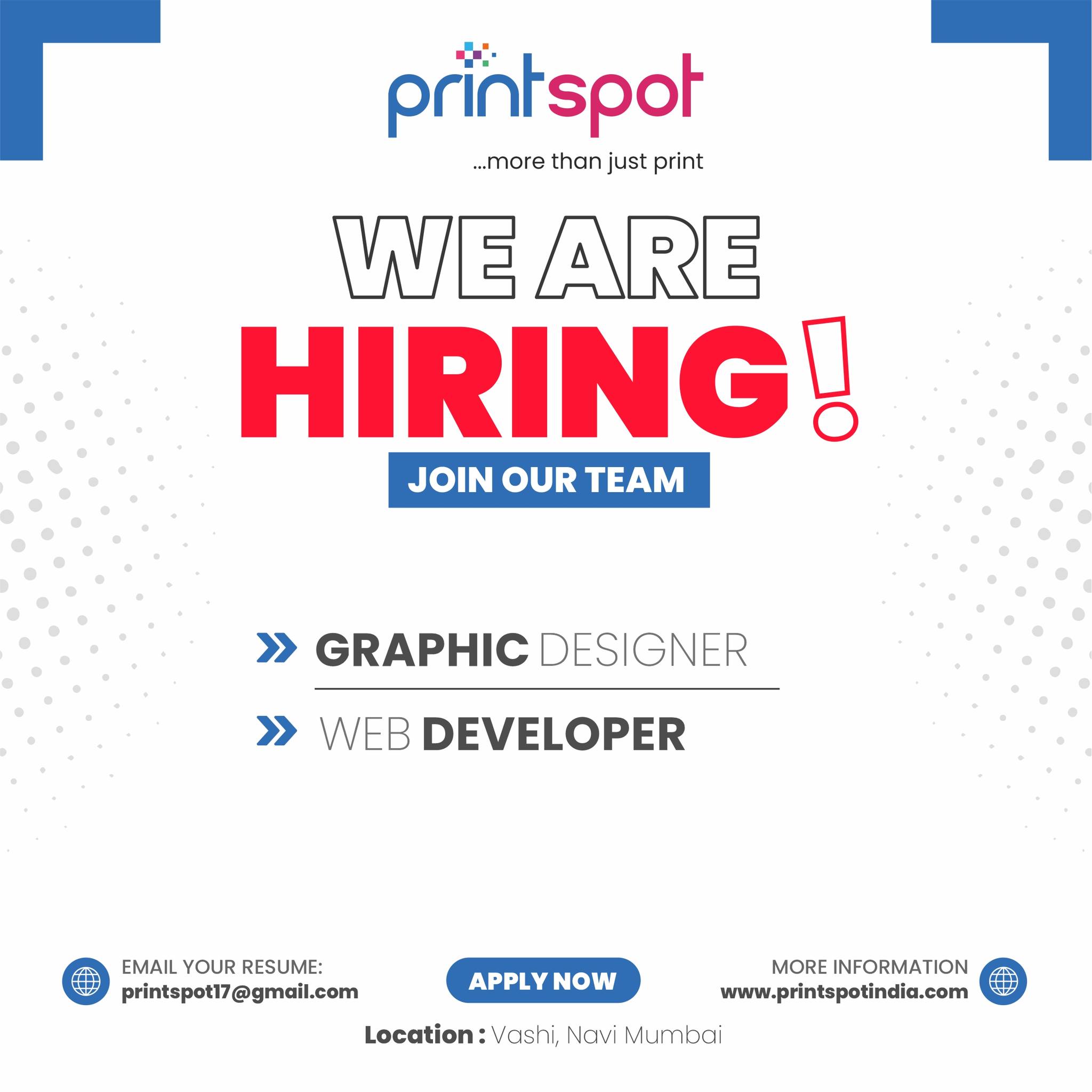 PRINT - We are looking for Graphic Designer & Web Developer Send you ...