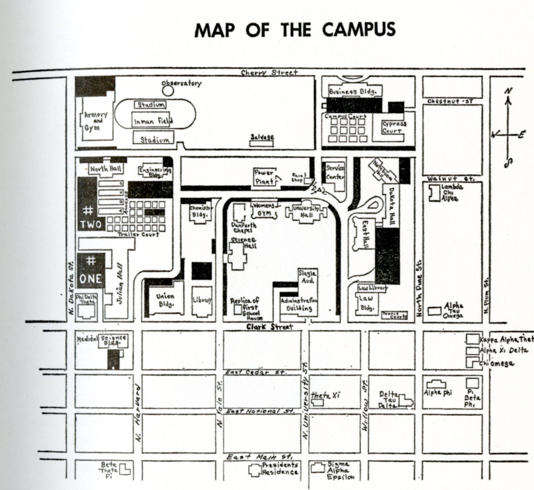 Map of campus from 1990