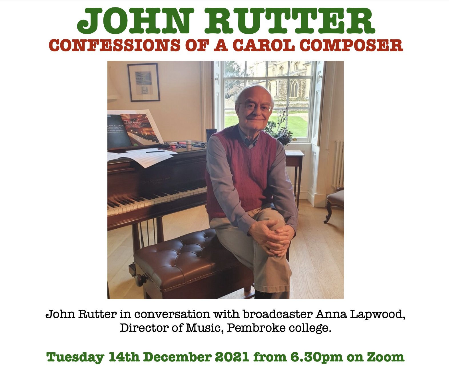 John Rutter - Everyone is welcome to join me on Zoom for... | Facebook