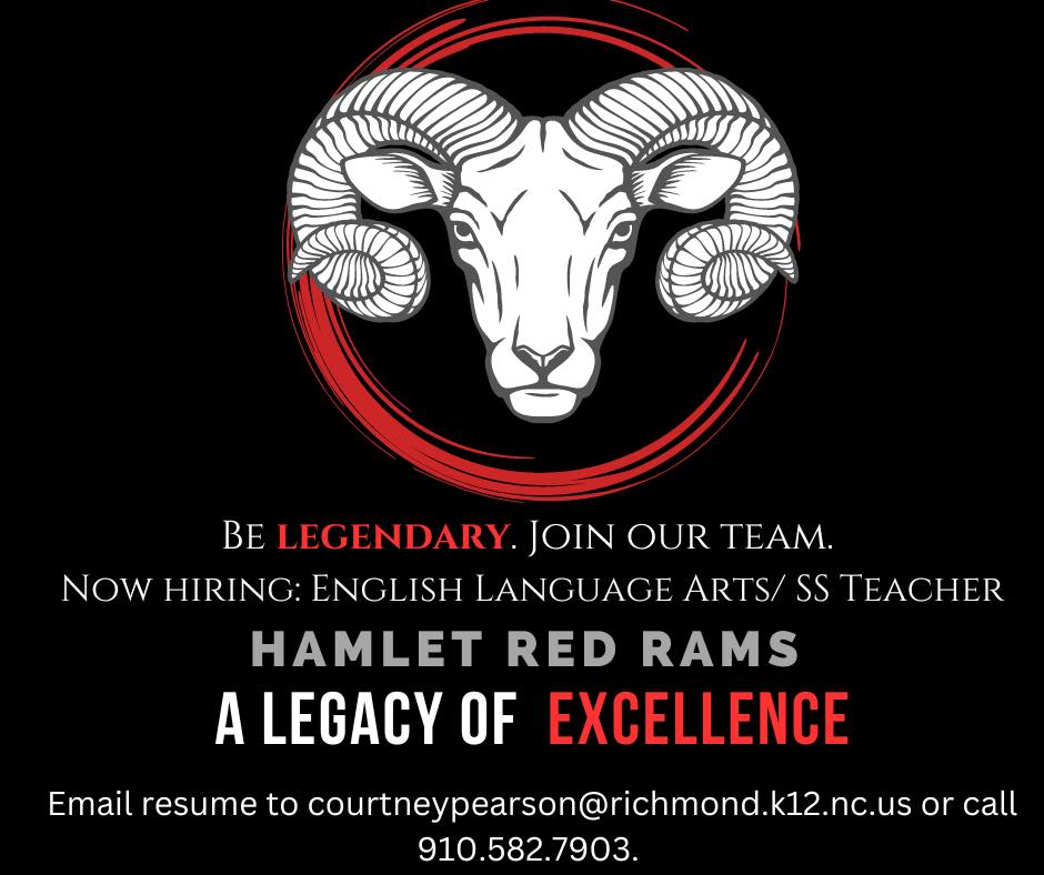WE ARE HIRING! Come join our... - Hamlet Middle School | Facebook