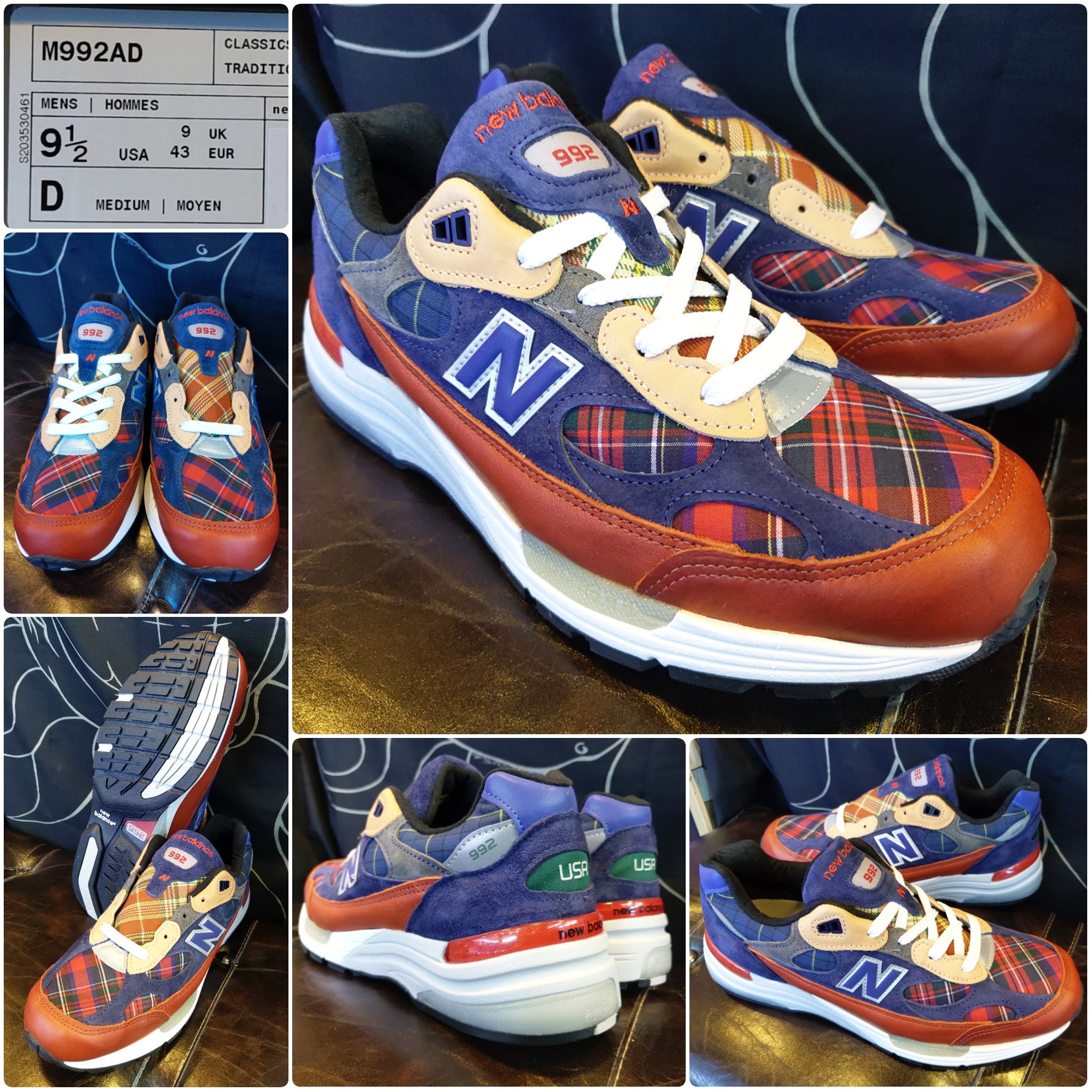 Concepts x New Balance M992AD Plaid Made in USA us9.5 43 27.5cm 