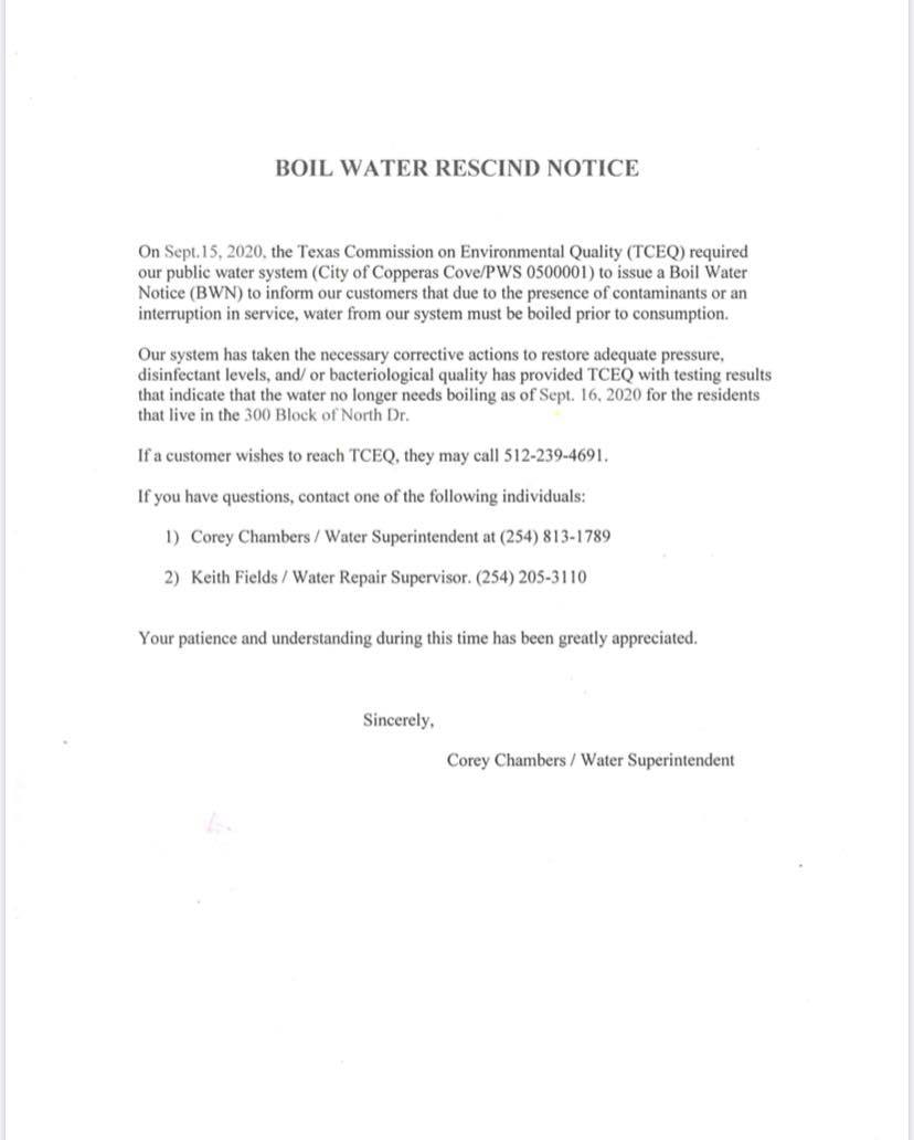The Boil... City of Copperas Cove Municipal Government