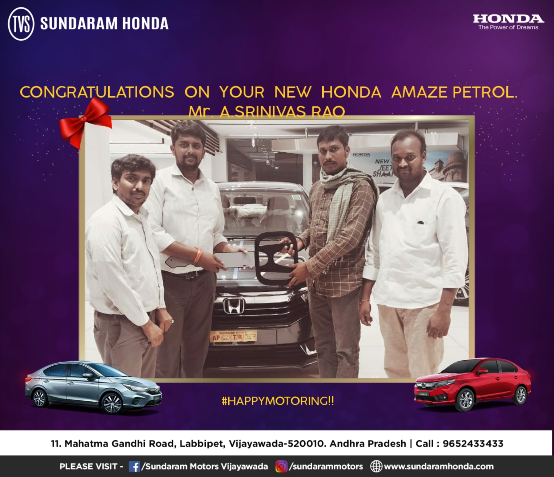 Sundaram Motors Vijayawada - Congratulations:Mr.A.SRINIVAS RAO and ...