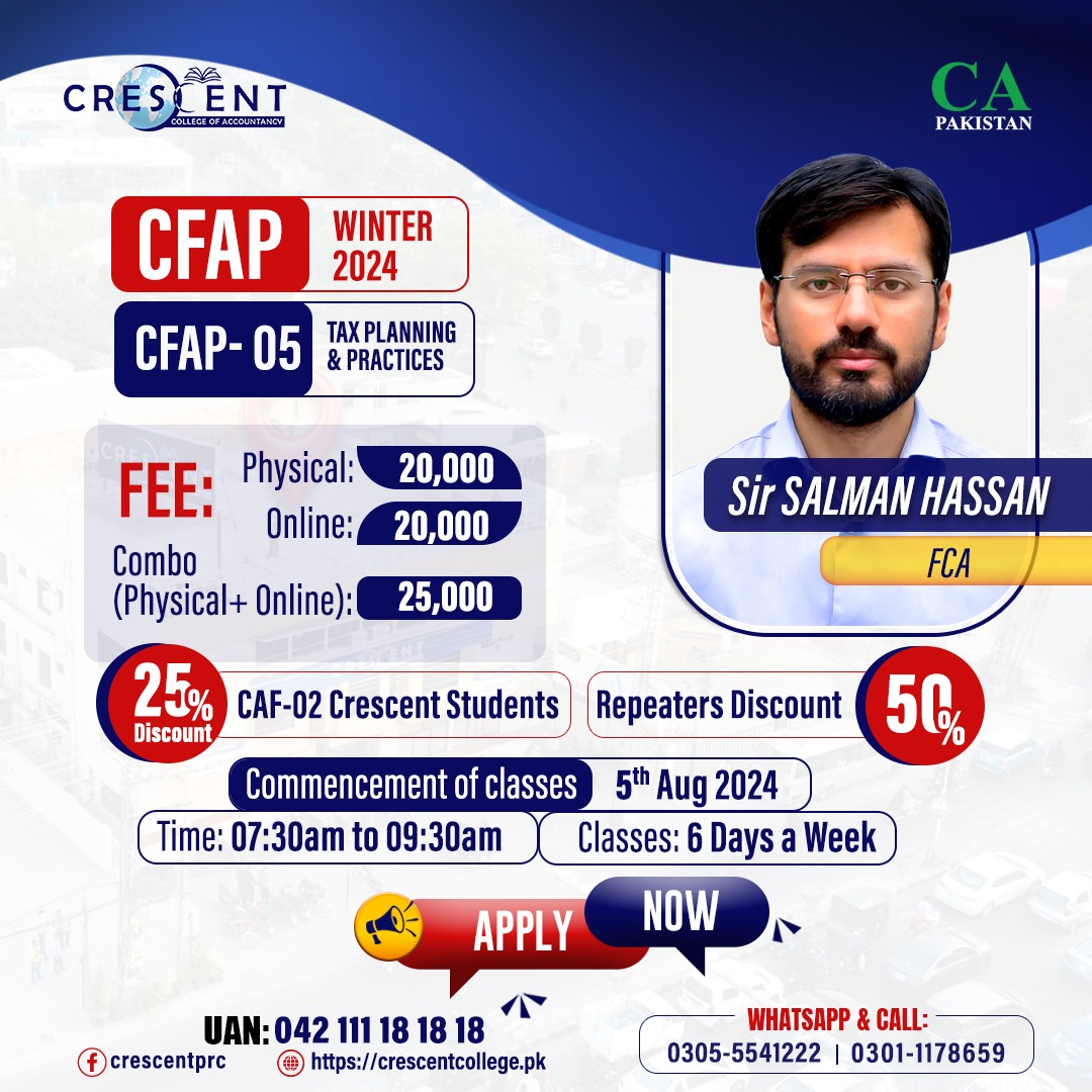 CFAP 05 "Tax Planning &... - Crescent College of Accountancy