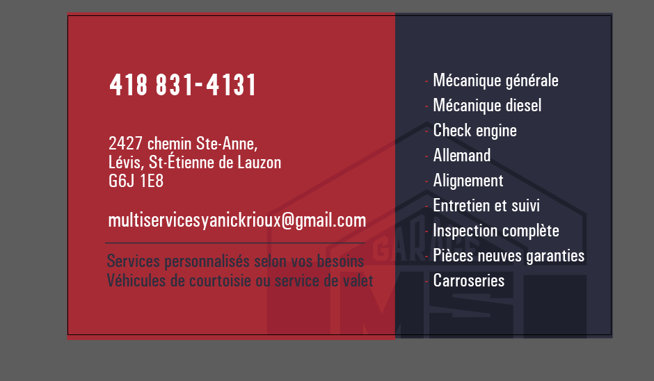 Garage MS - Multiservices Yanick Rioux Enr. | Quebec QC