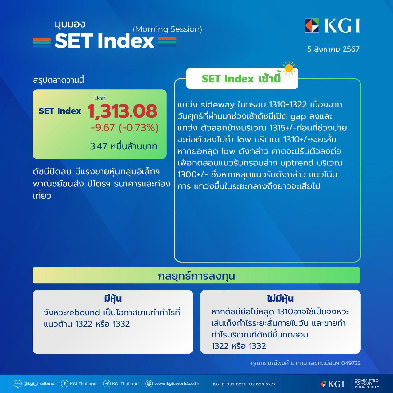 KGI Thailand - KGI Technical Daily ประจำวันที่ 5 สิงหาคม...