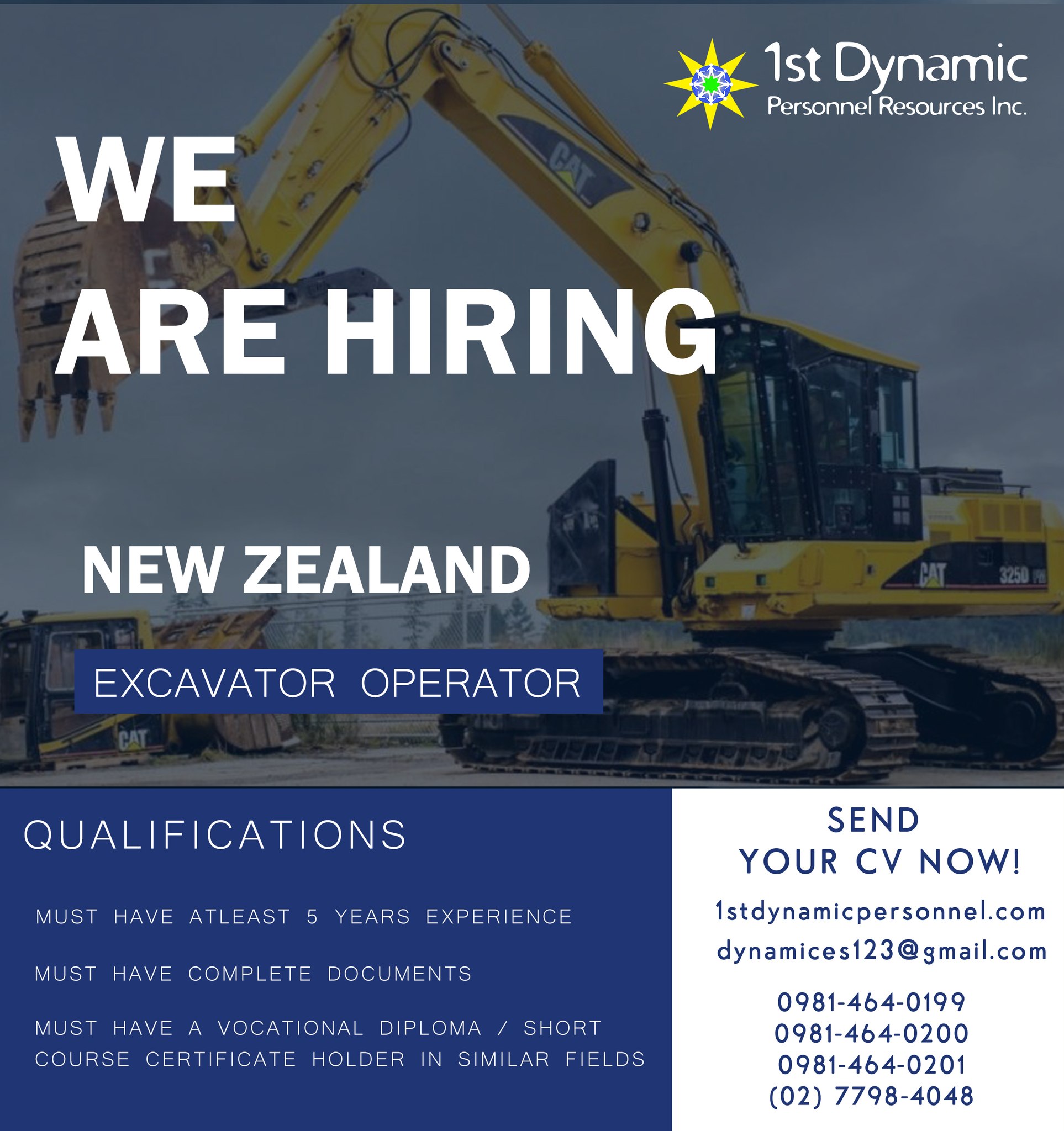 1st - WE ARE HIRING! Position: EXCAVATOR OPERATOR Location: NEW ZEALAND ...