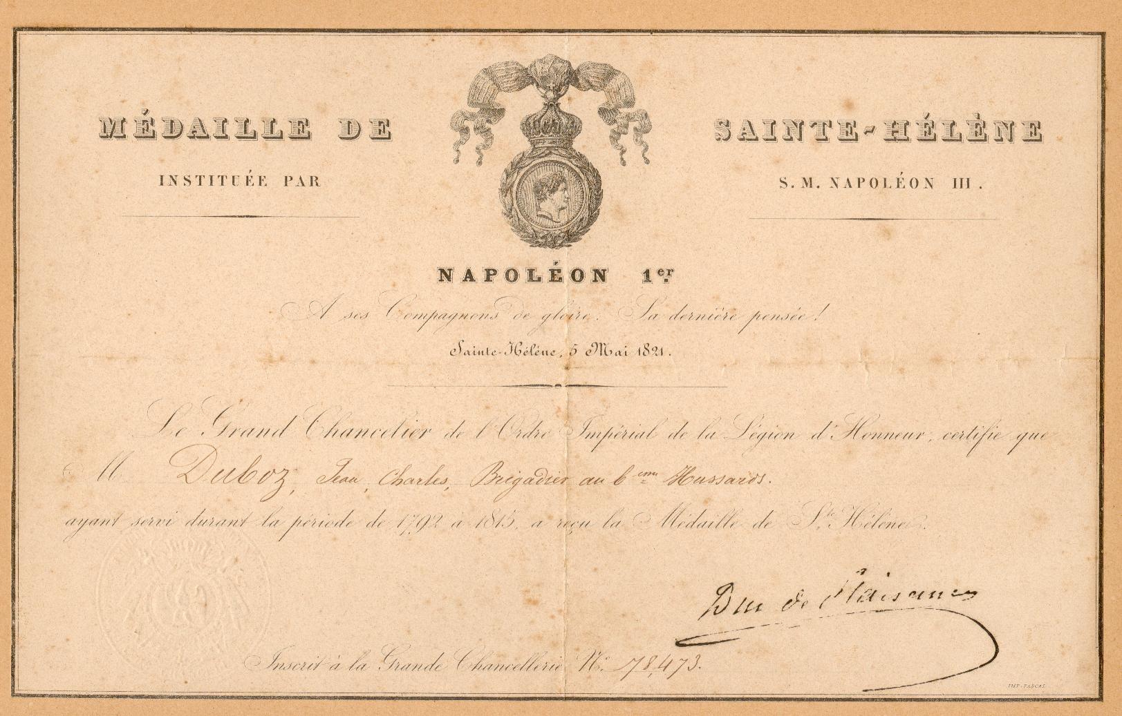 Liste Des Medailles De Sainte Helene