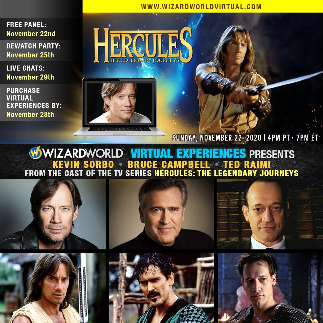 Wizard World Wizard World Virtual Experiences Presents Hercules The Legendary Journeys On Sunday November 22 Join Kevin Sorbo Official Facebook Page Hercules Bruce Campbell Autolycus And Ted Raimi Joxer For An