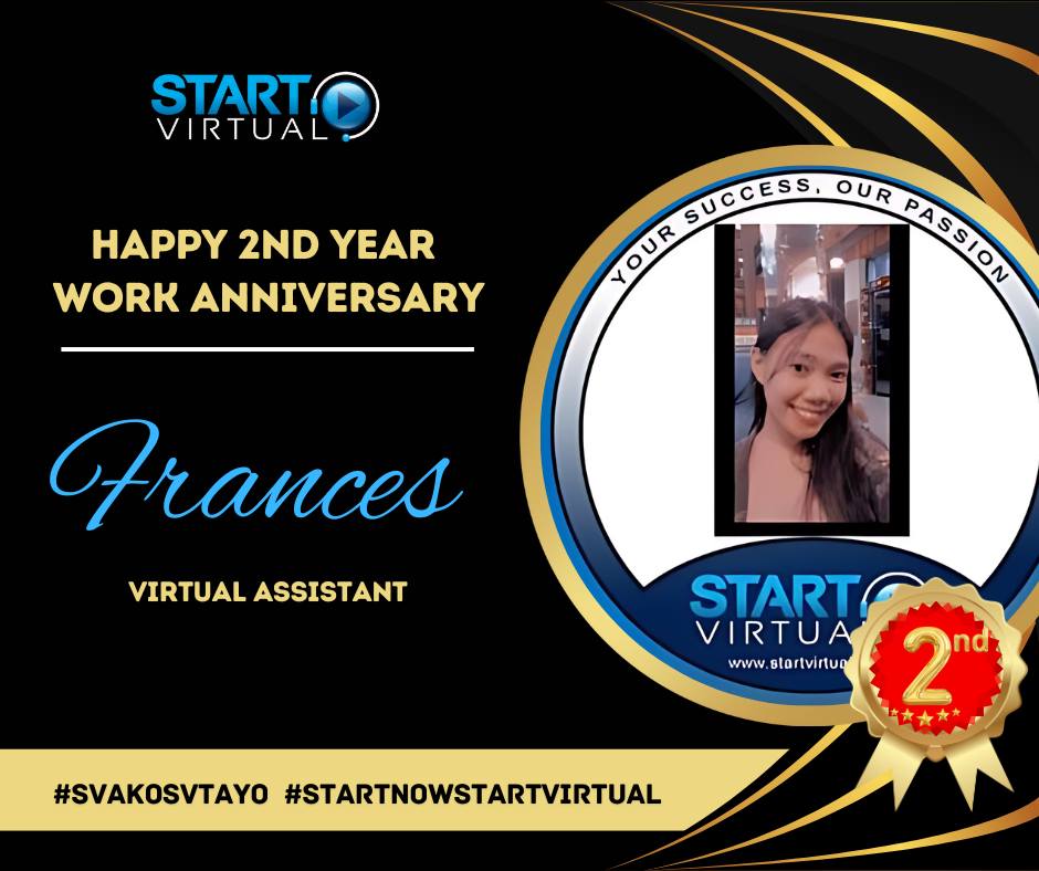 Happy 2nd work anniversary,... - StartVirtual PH - Careers