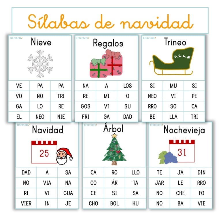 Entreteni2 - SÍLABAS DE NAVIDAD Recurso imprimible para...