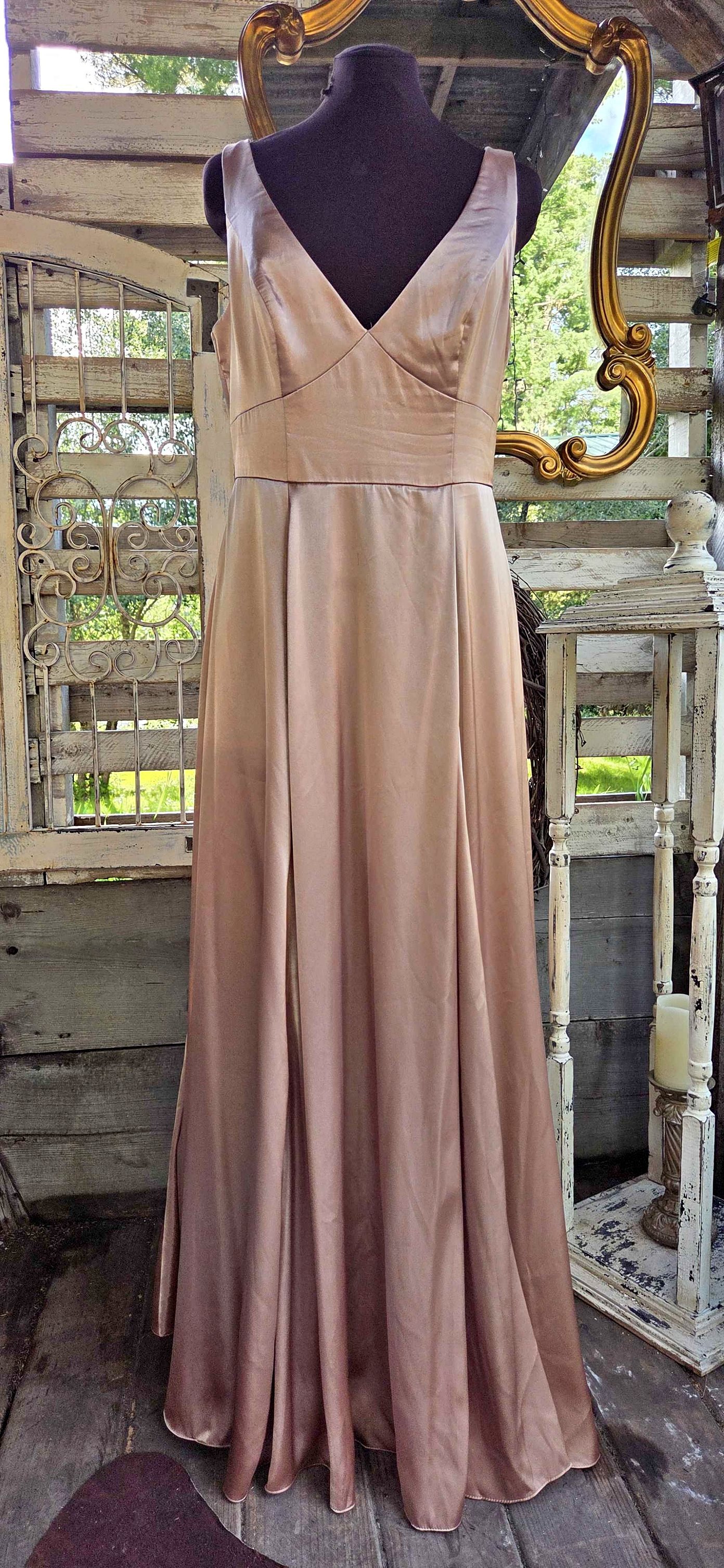 metallic champagne dress Ladivine CD756 Elegant Formal Fitted Mermaid Beaded Gown Champagne-Gold / 12 its ruched design enhances corporate black dress Style:R2562 Zeagoo Women's Casual Turtleneck