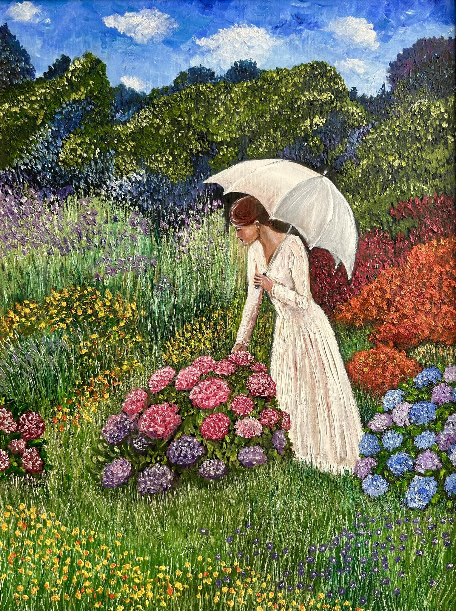 モネ Impressionist painting of woman in flower field