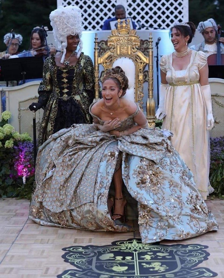 jennifer lopez birthday party dress throws a 'Bridgerton' themed to celebrate her 55th 11 Wedding Veil Styles Color:Black and Fuchsia 090326MD-40%