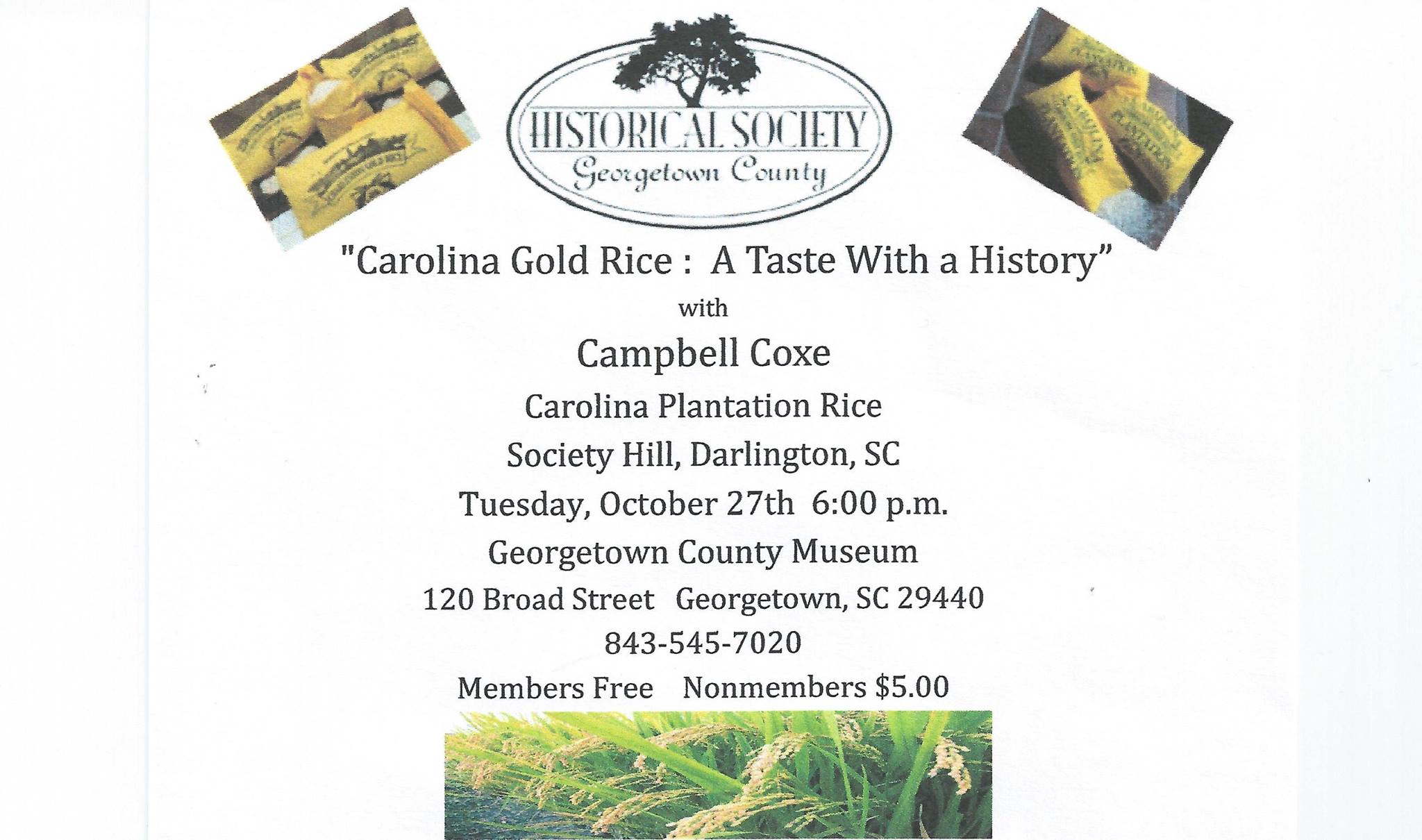 Georgetown County Museum History Center - Come hear Campbell Coxe ...