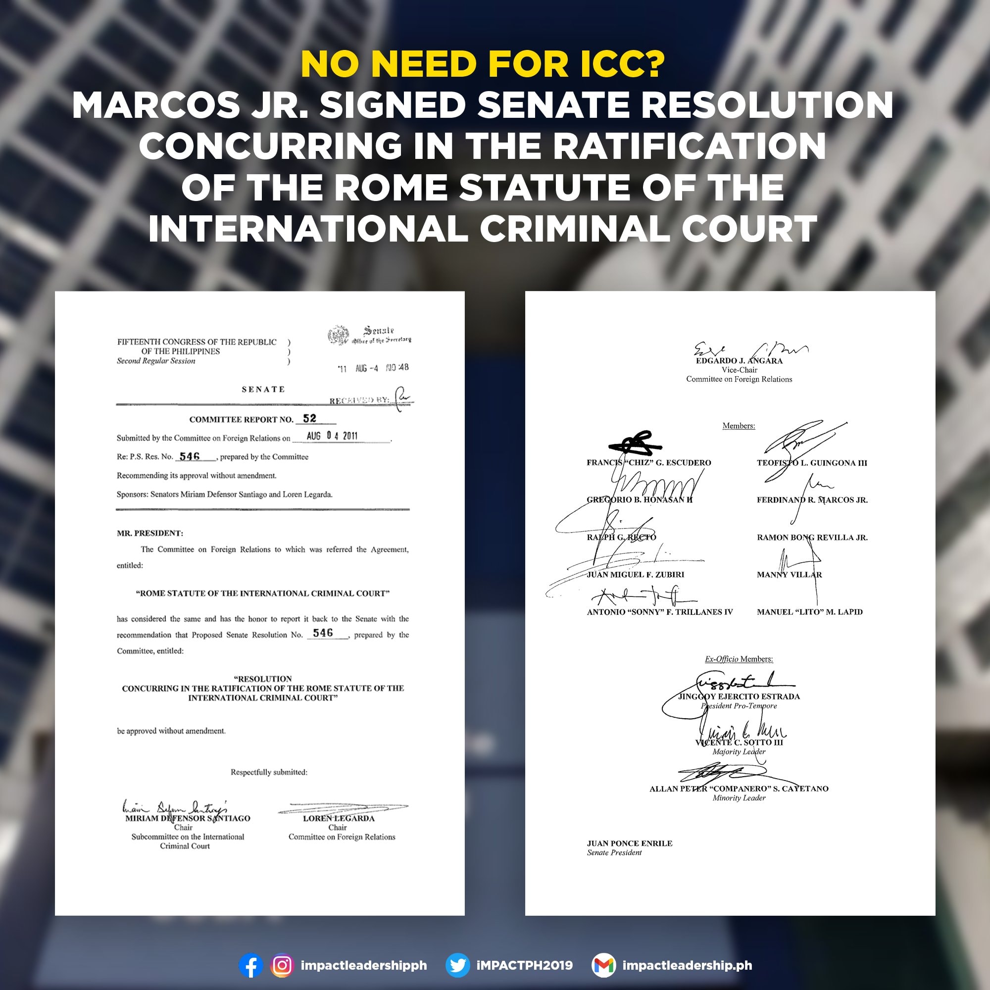 iMPACT - NO NEED FOR ICC? 🧐 LOOK: Ferdinand Marcos Jr. signed the ...