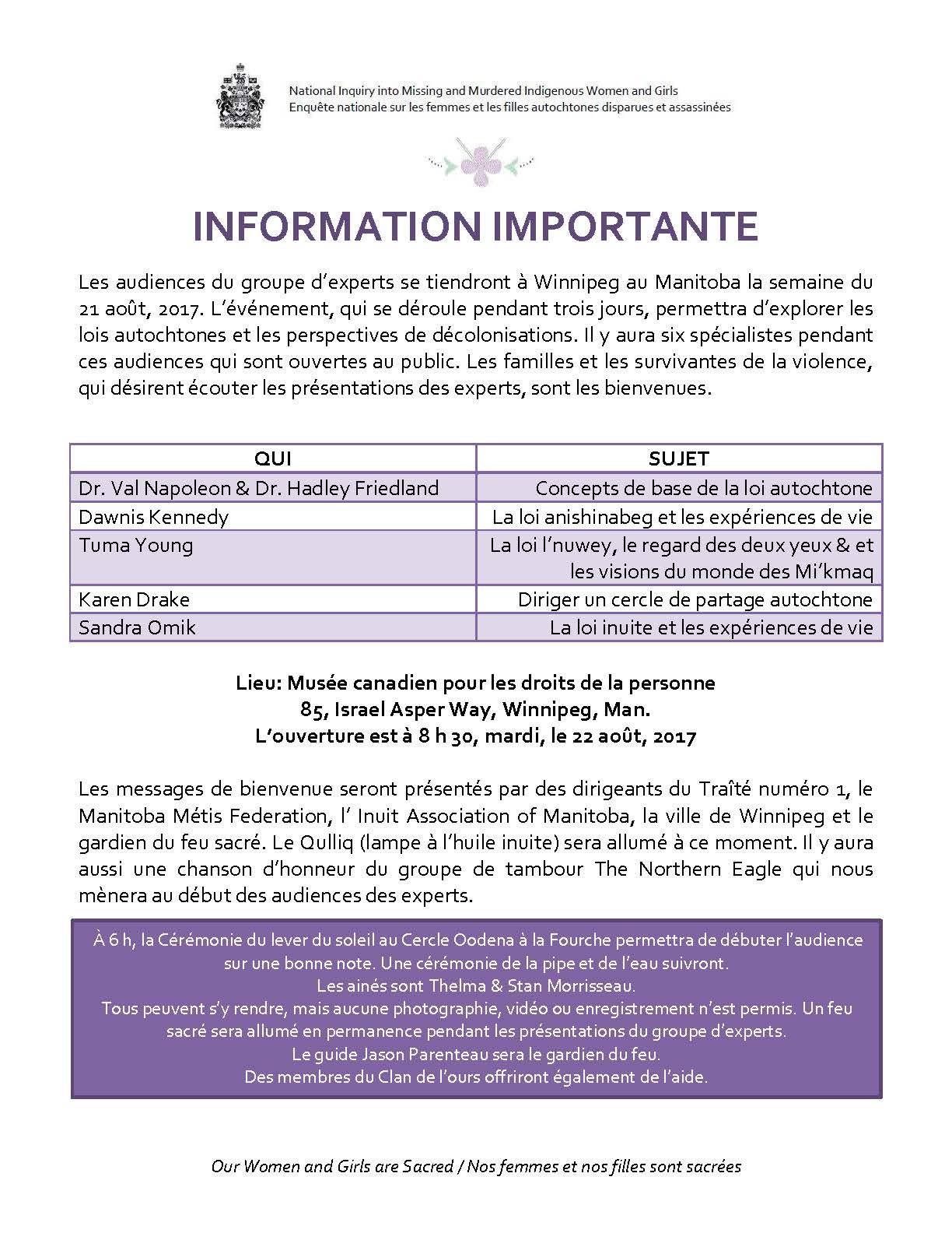 L'enquêt... - National Inquiry MMIWG / Enquête nationale FFADA | Facebook
