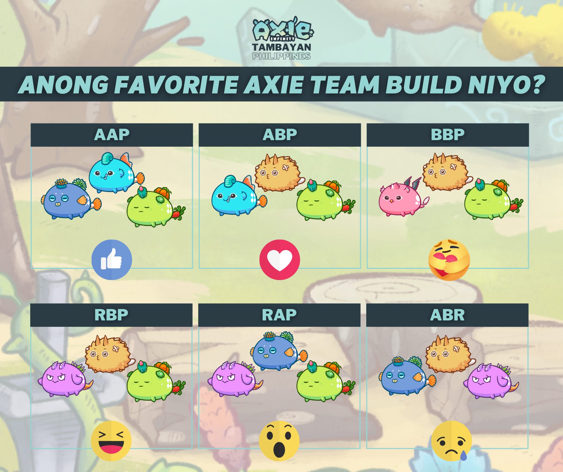 Know new. - Ano favorite Axie team build niyo, mga ka T-Axie? 🌟 React ...