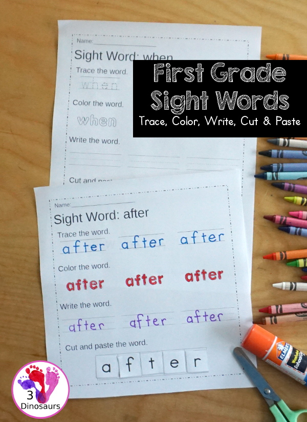 3 Dinosaurs - Free First Grade Sight Word Trace, Color,... | Facebook