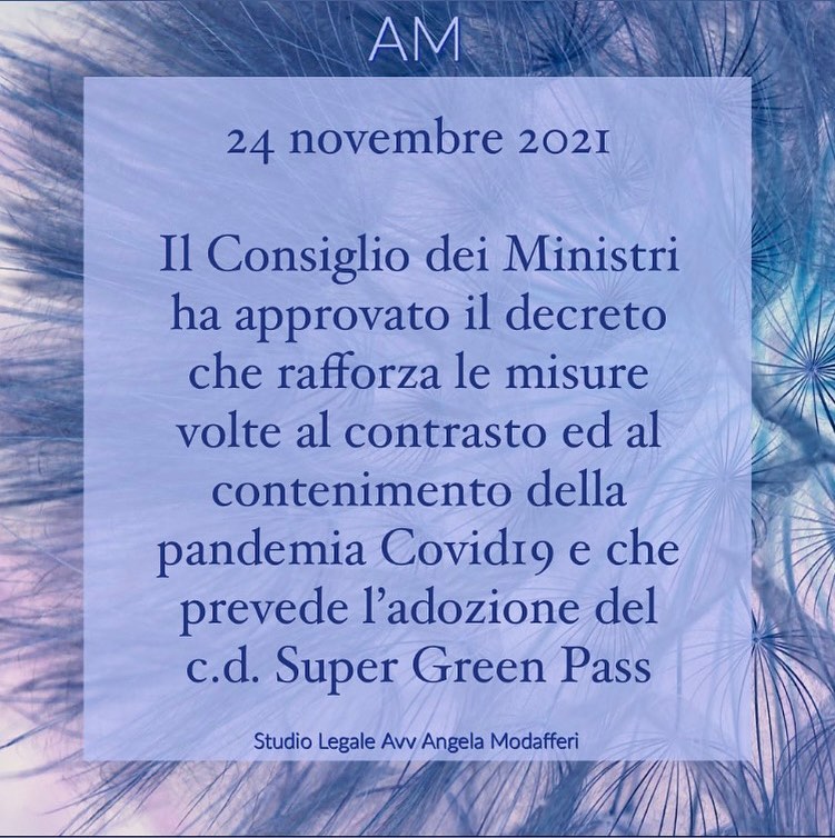 🟢 GREEN PASS... - Studio Legale avv. Angela Modafferi | Facebook