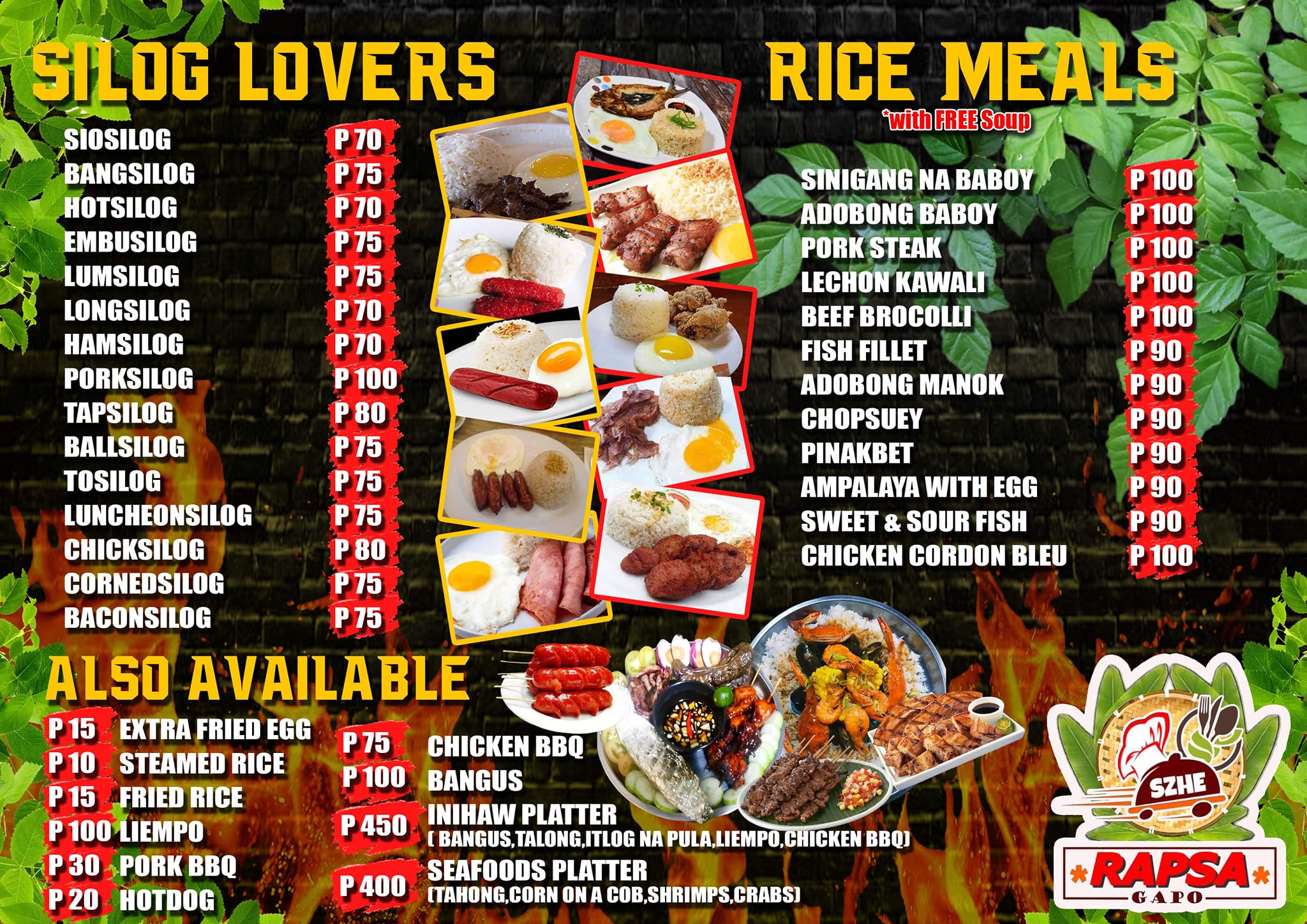 RAPSA GAPO - Our updated menu...see u mga kaRapsa🙏😘♥️😋