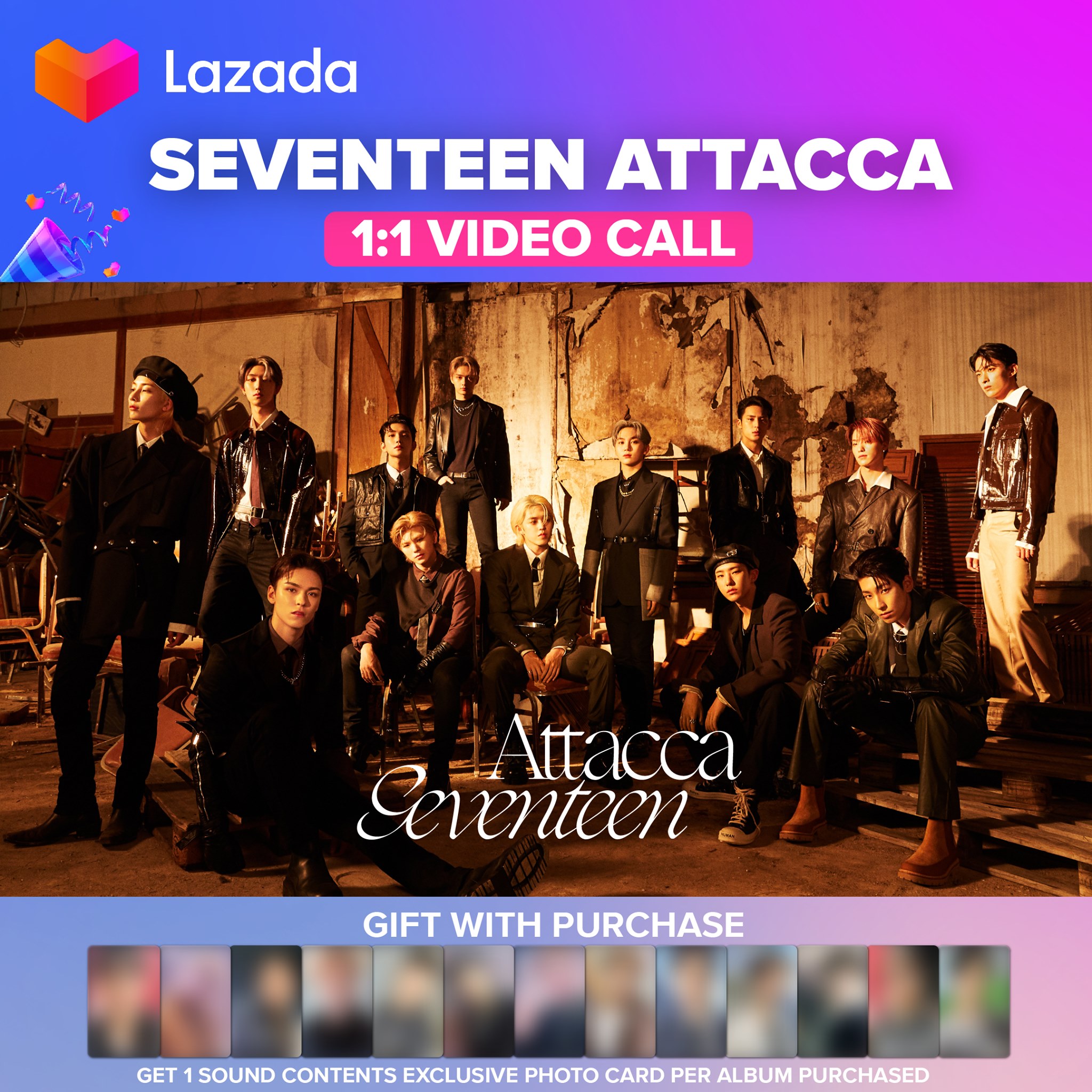 SEVENTEEN エスクプス セブチattacca lazada トレカ For every purchase of SEVENTEEN's Attacca Album on Sound Contents