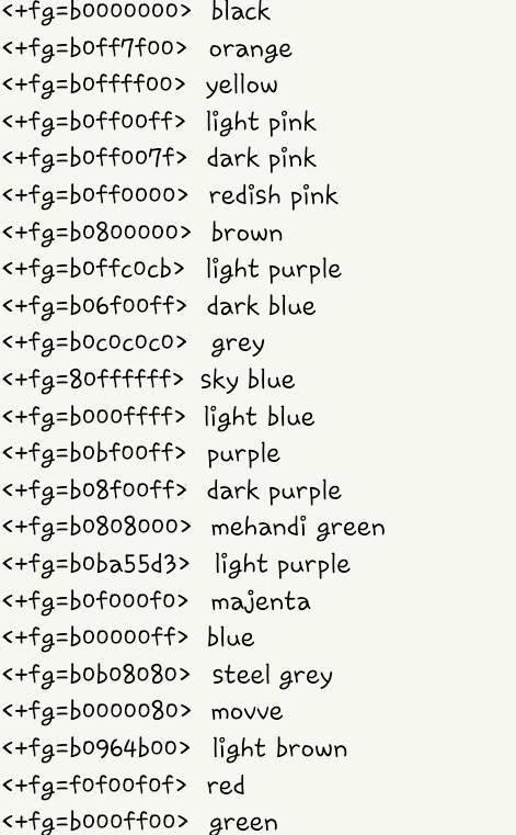 FB & HTML Color Codes - Home