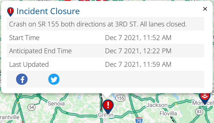 511 Georgia - 🚨 ALERT SPALDING COUNTY 🚨 Update: Lanes...