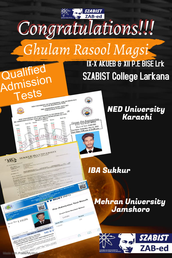 Congratulations to our student,... - Szabist College Lrk
