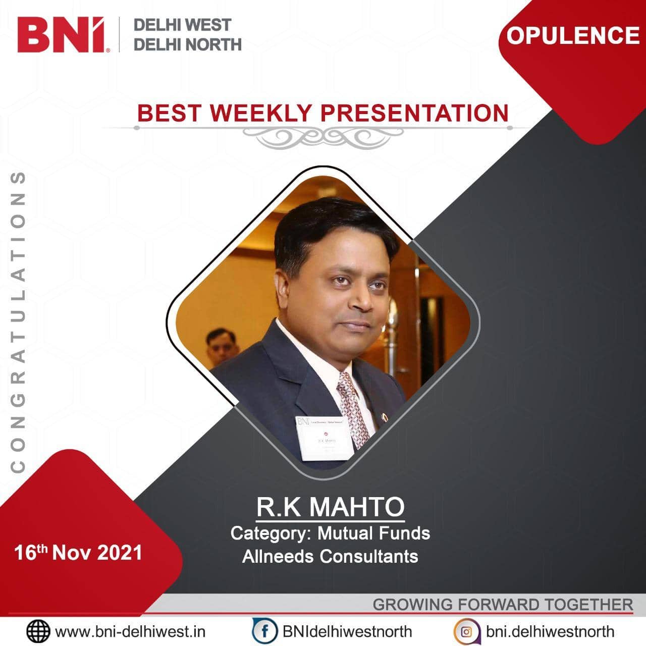 BNI New Delhi - Congratulations Mr Mahto for winning the... | Facebook