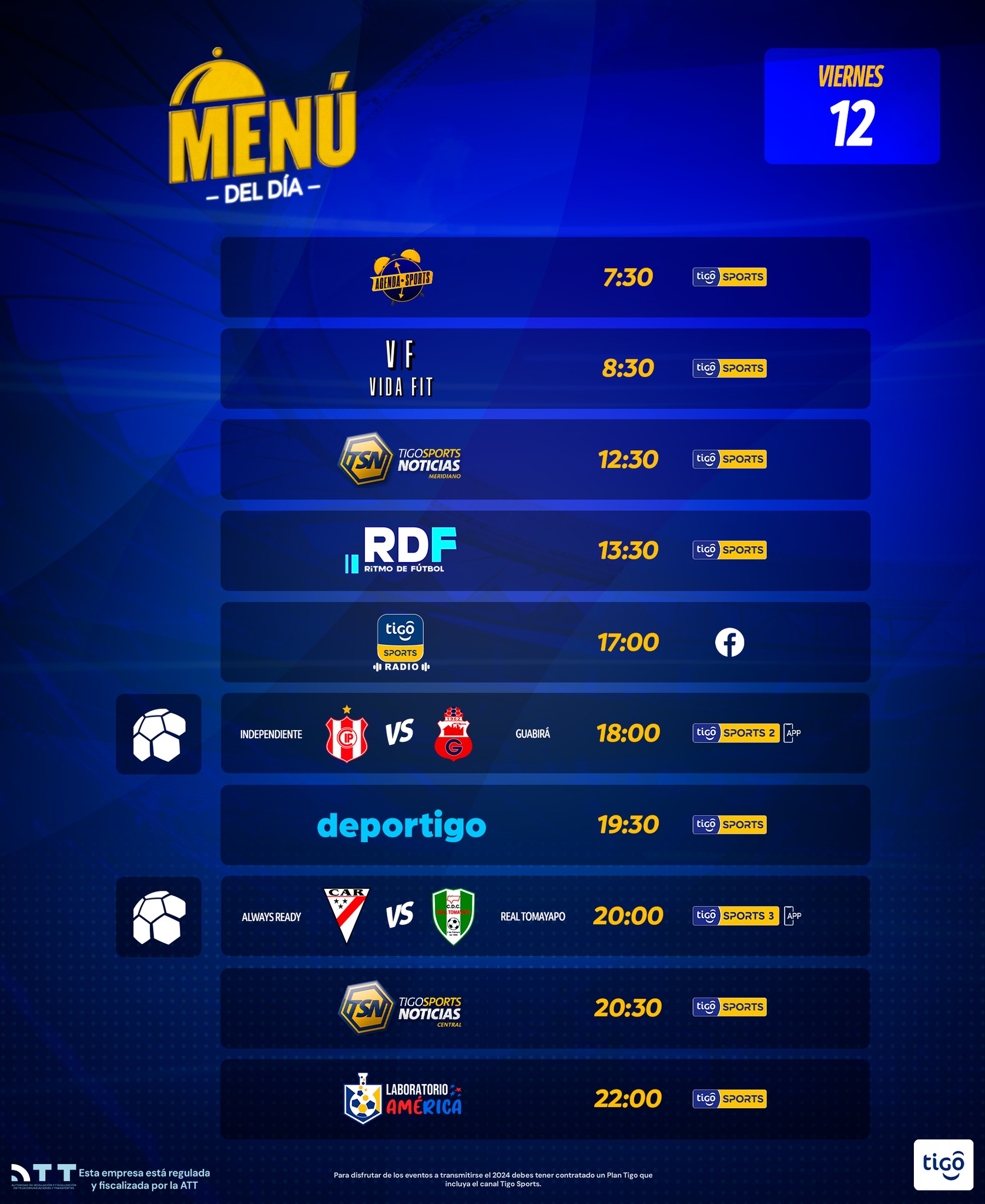 👉MENÚ DEL DÍA 👈 Esta es la... - Tigo Sports Bolivia