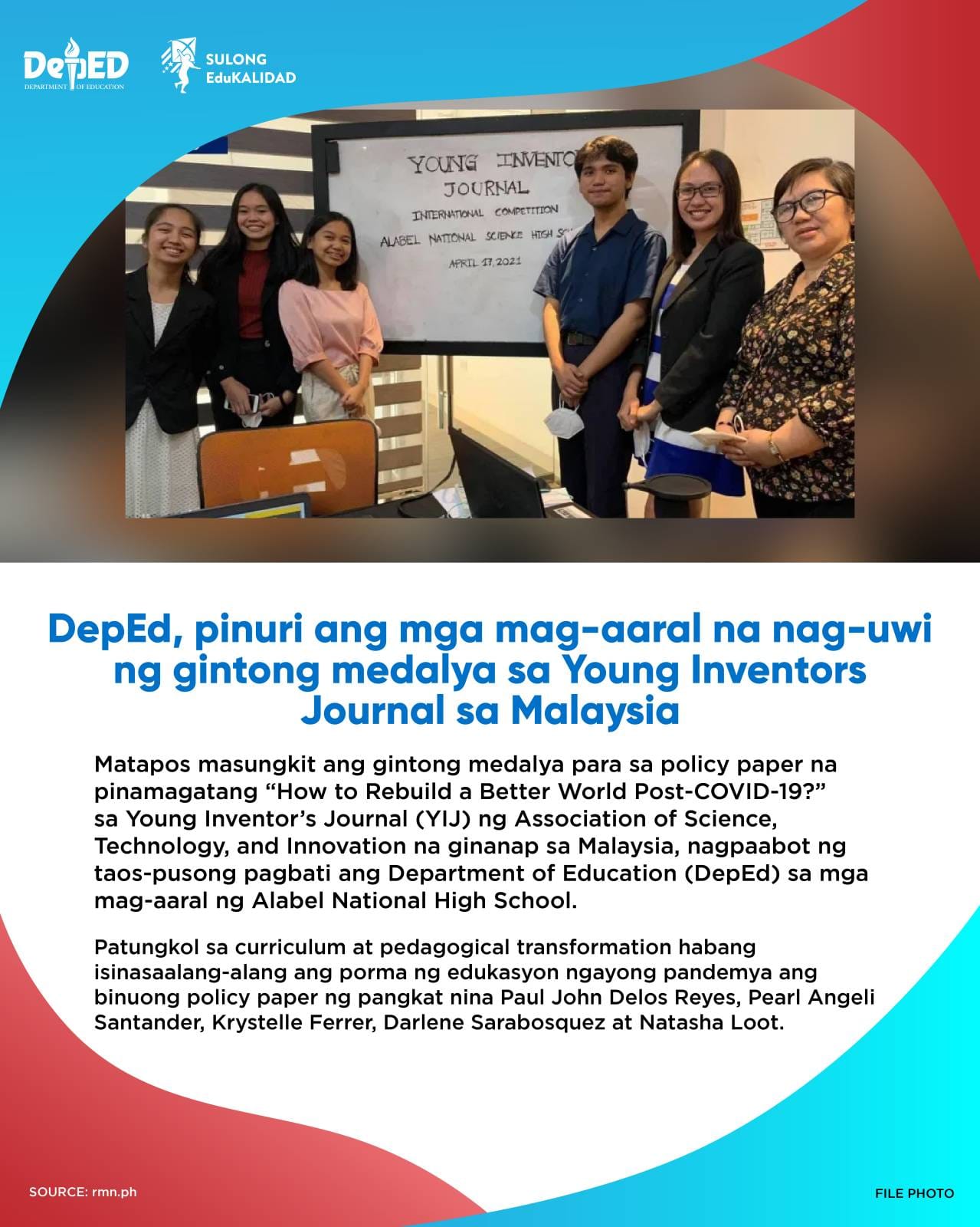DepEd Philippines - TINGNAN: Nagpaabot ng pagbati ang pamunuan ng ...